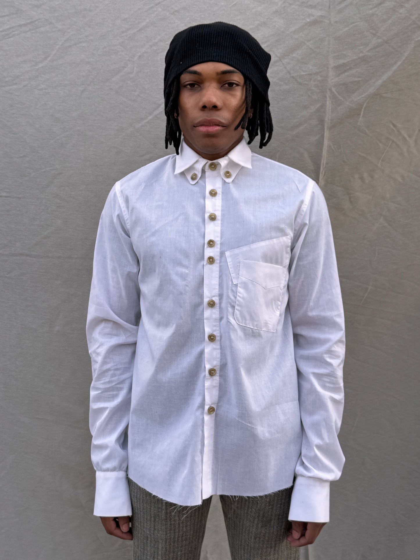 SS25 | | DOUBLE COLLAR - BACK PLEAT BIG SHIRT | |WHITE
