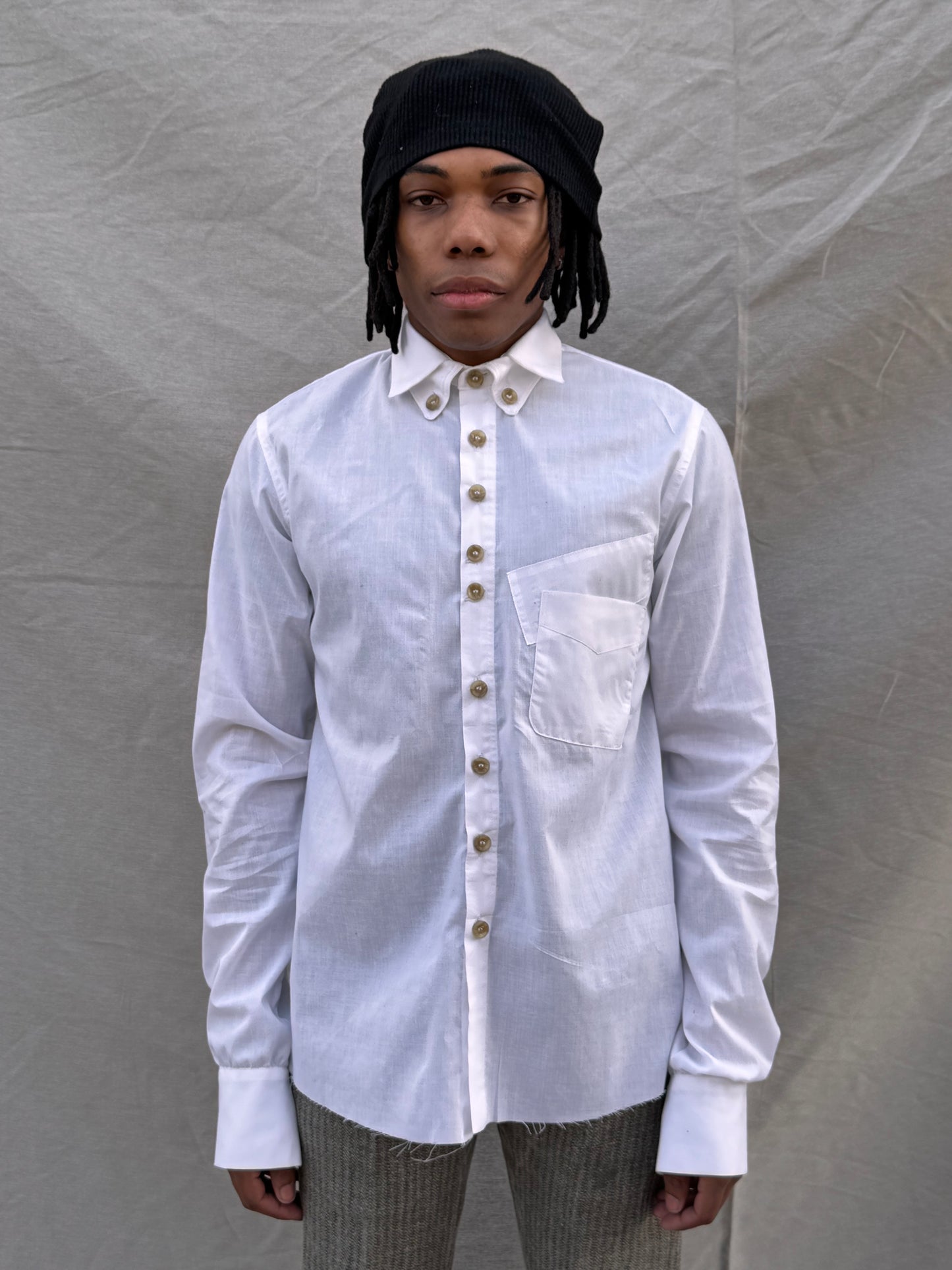 SS25 | | DOUBLE COLLAR - BACK PLEAT BIG SHIRT | |WHITE