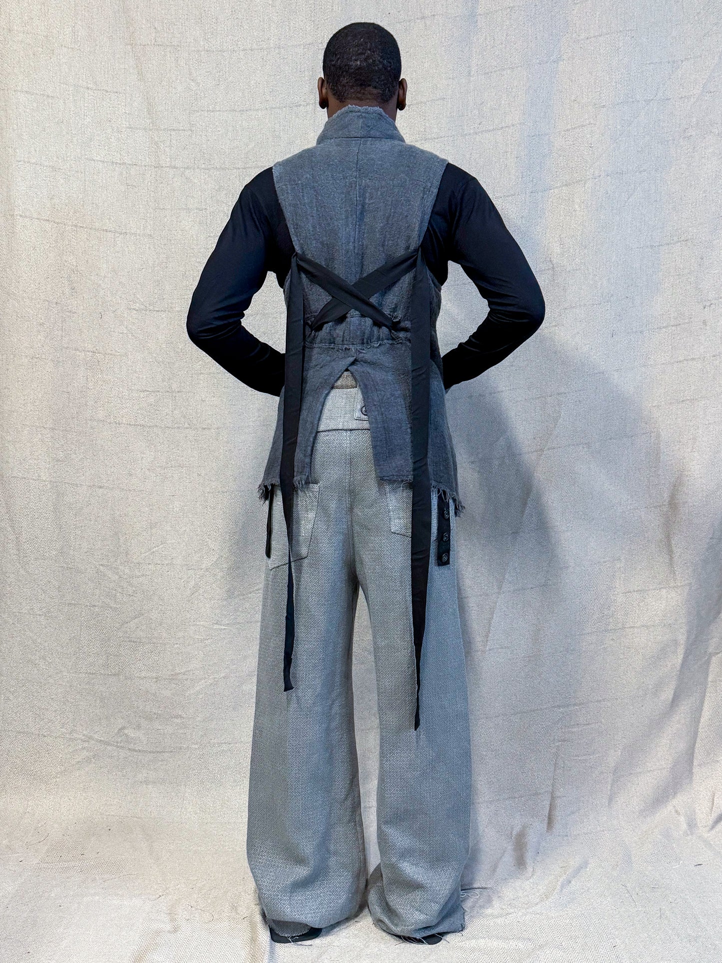 SS24 || PROTOLOGICAL ARCHETYPE VEST || GREY WOOL BROCADE