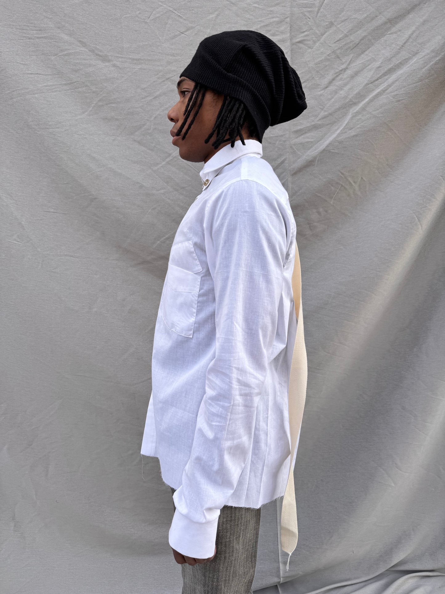 SS25 | | DOUBLE COLLAR - BACK PLEAT BIG SHIRT | |WHITE