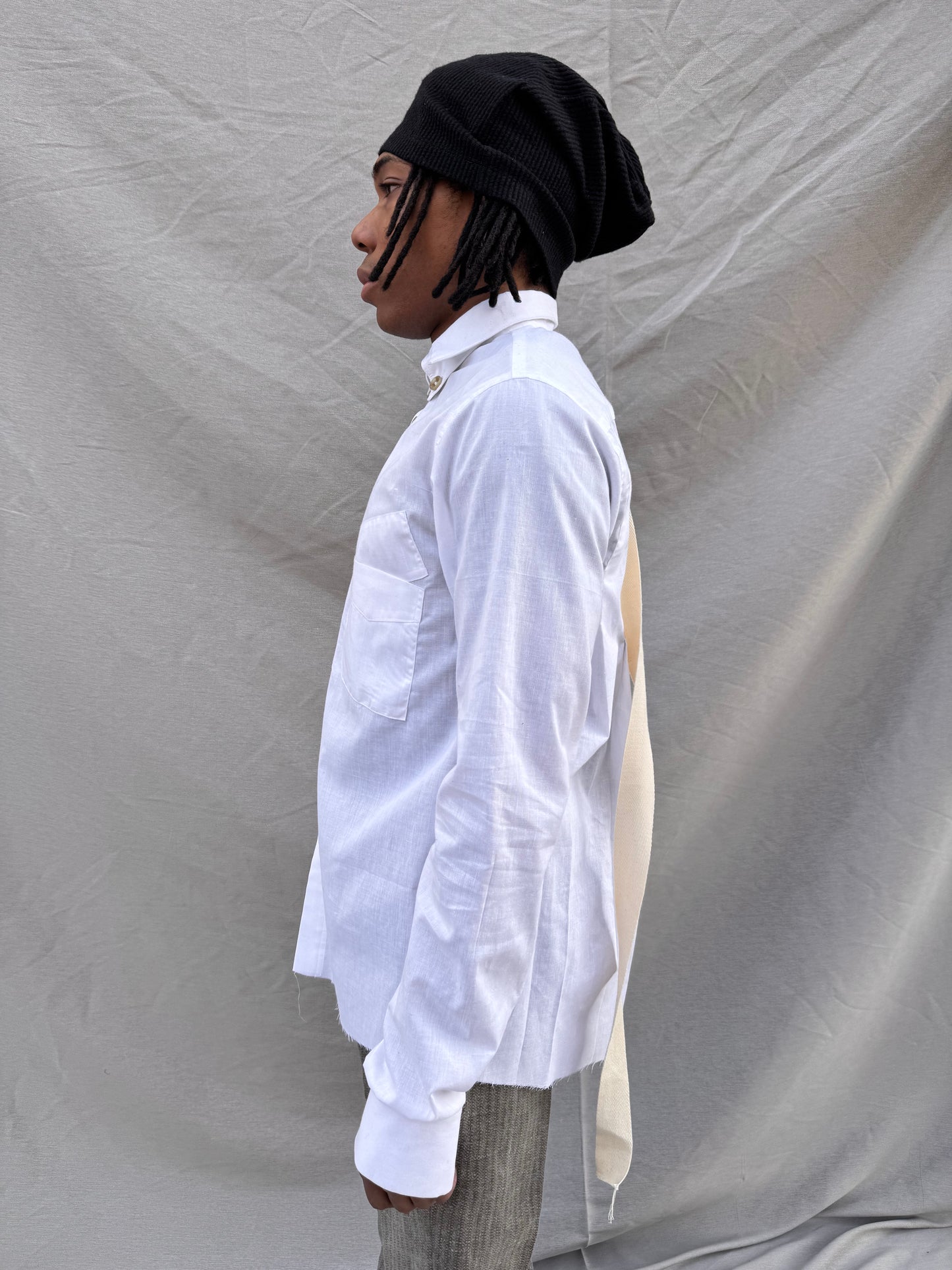 SS25 | | DOUBLE COLLAR - BACK PLEAT BIG SHIRT | |WHITE