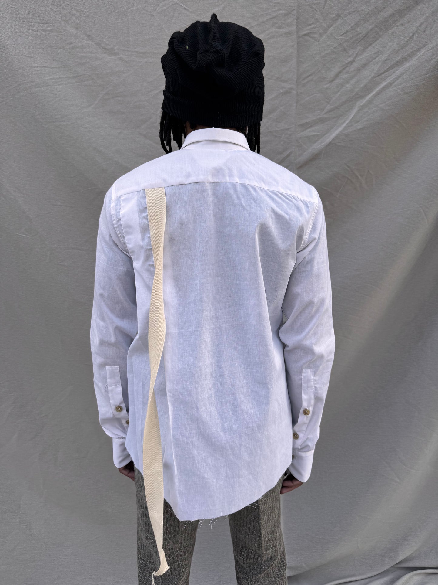 SS25 | | DOUBLE COLLAR - BACK PLEAT BIG SHIRT | |WHITE