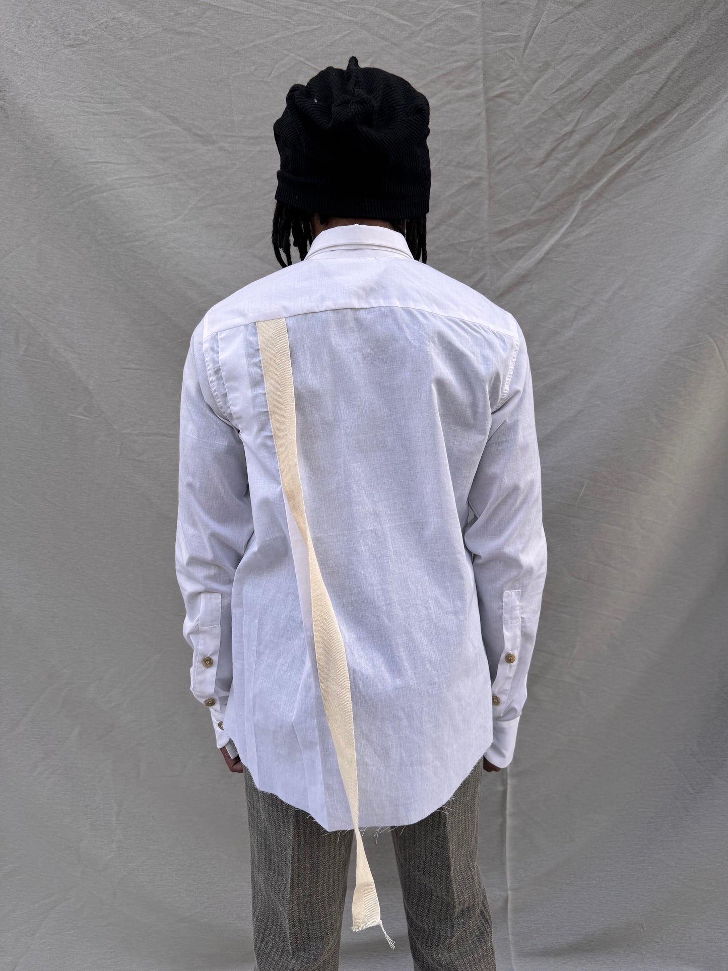 SS25 | | DOUBLE COLLAR - BACK PLEAT BIG SHIRT | |WHITE