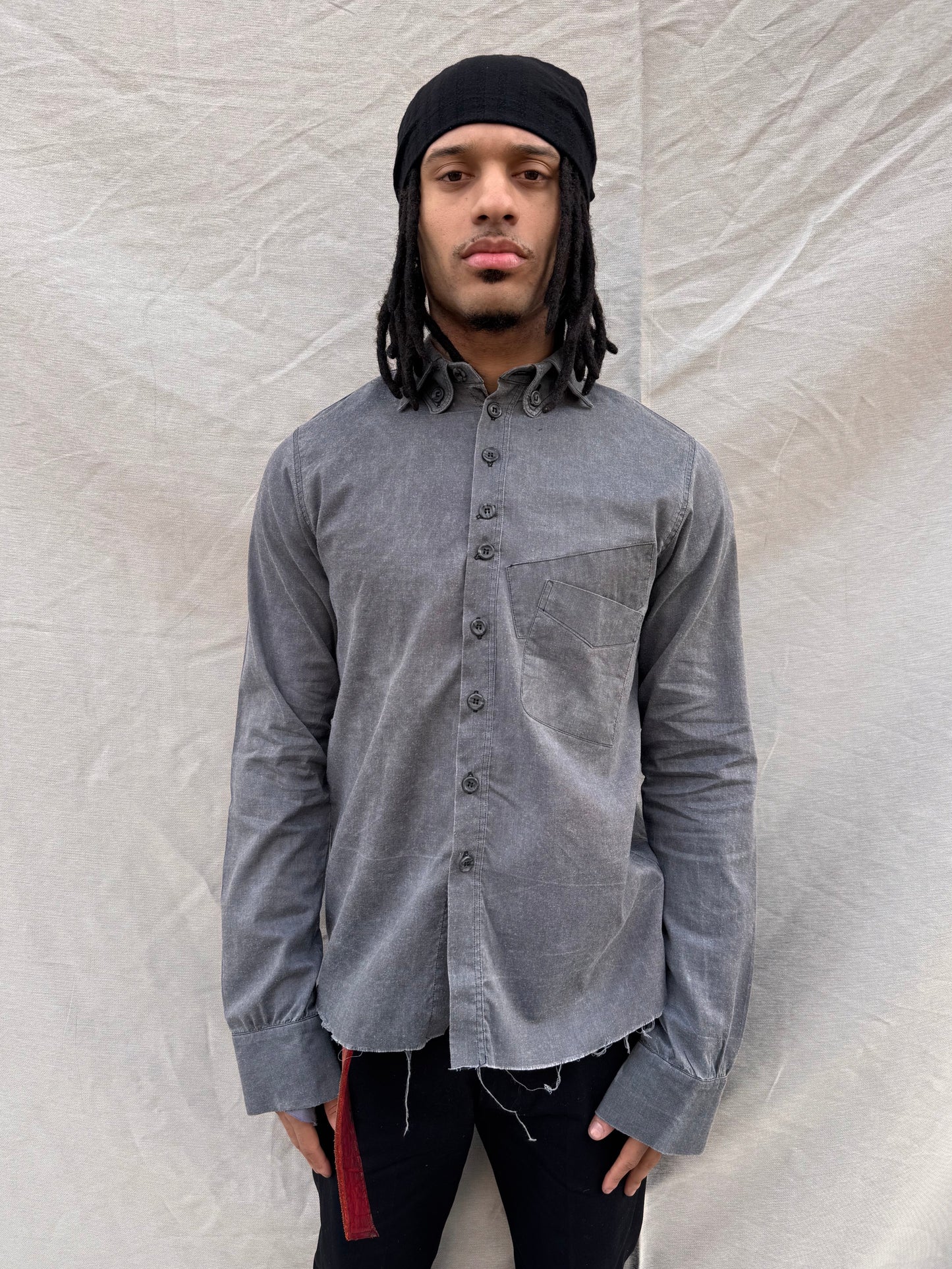 SS25 | | DOUBLE BACK PLEAT BIG SHIRT | | WASHED BLACK