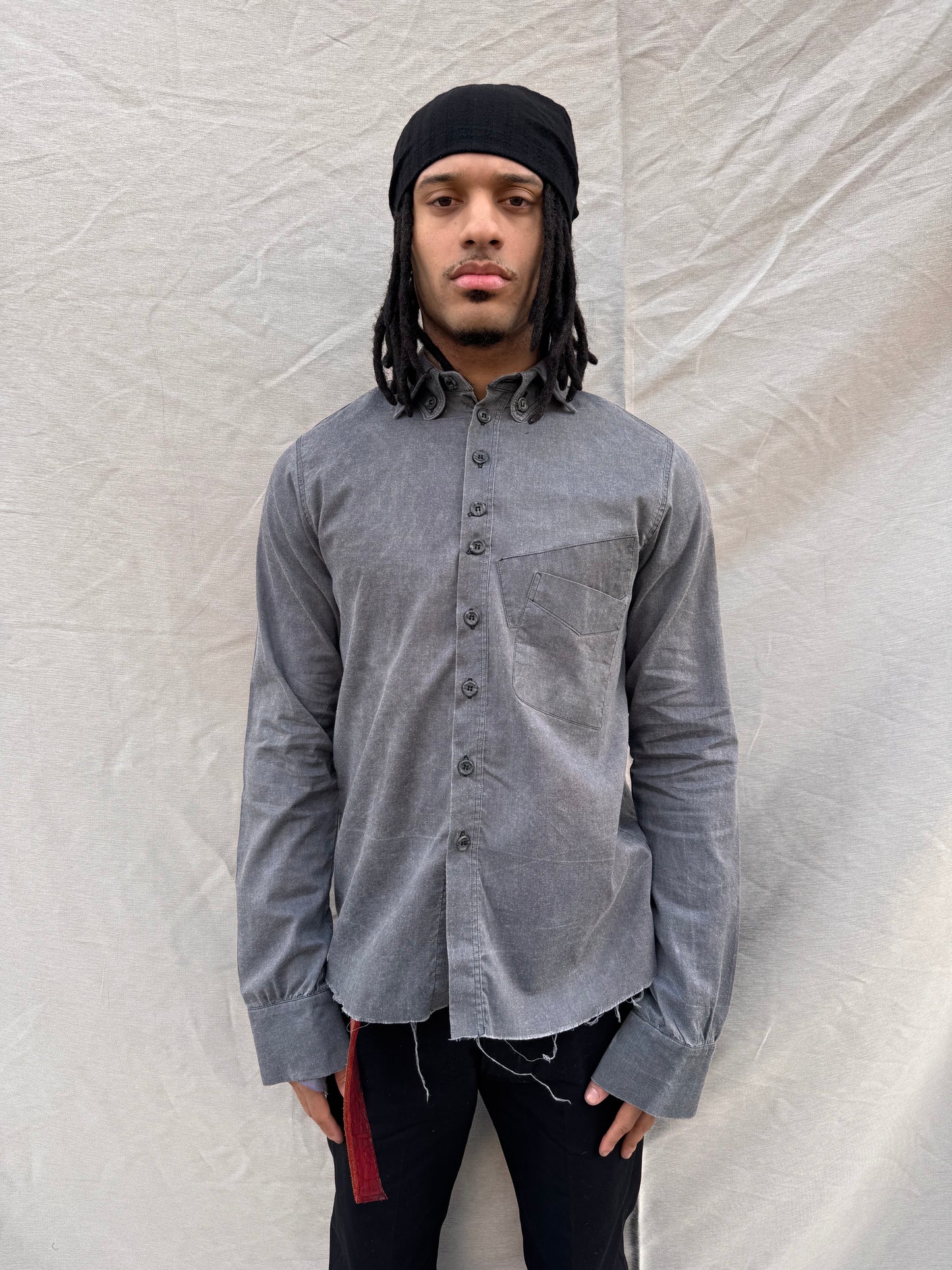 SS25 | | DOUBLE BACK PLEAT BIG SHIRT | | WASHED BLACK
