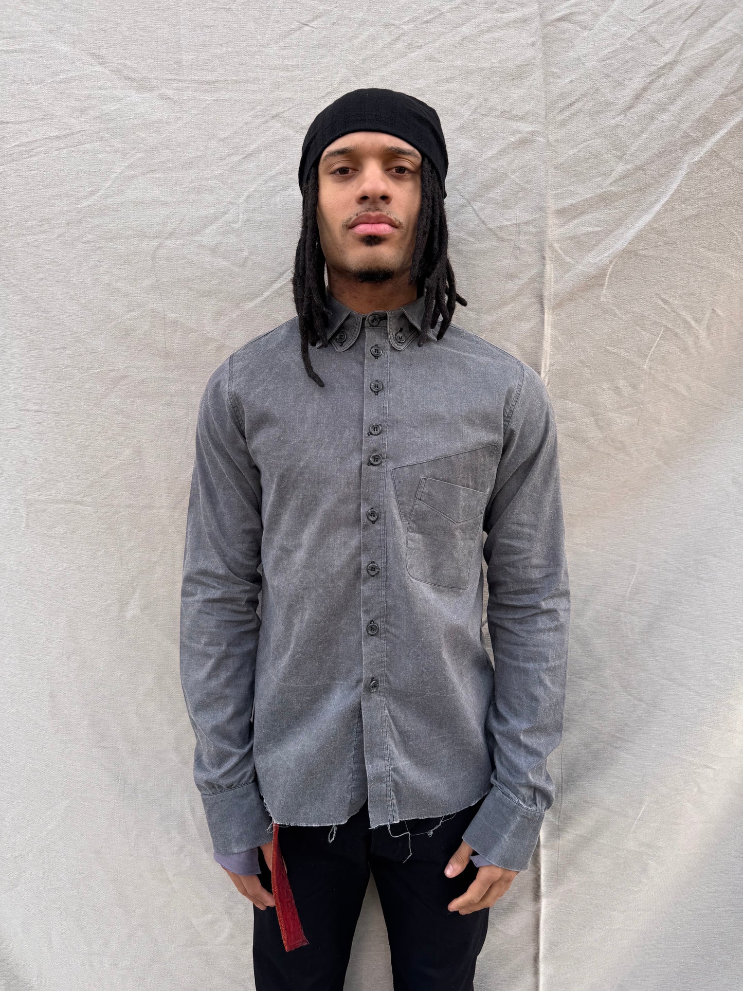 SS25 | | DOUBLE BACK PLEAT BIG SHIRT | | WASHED BLACK