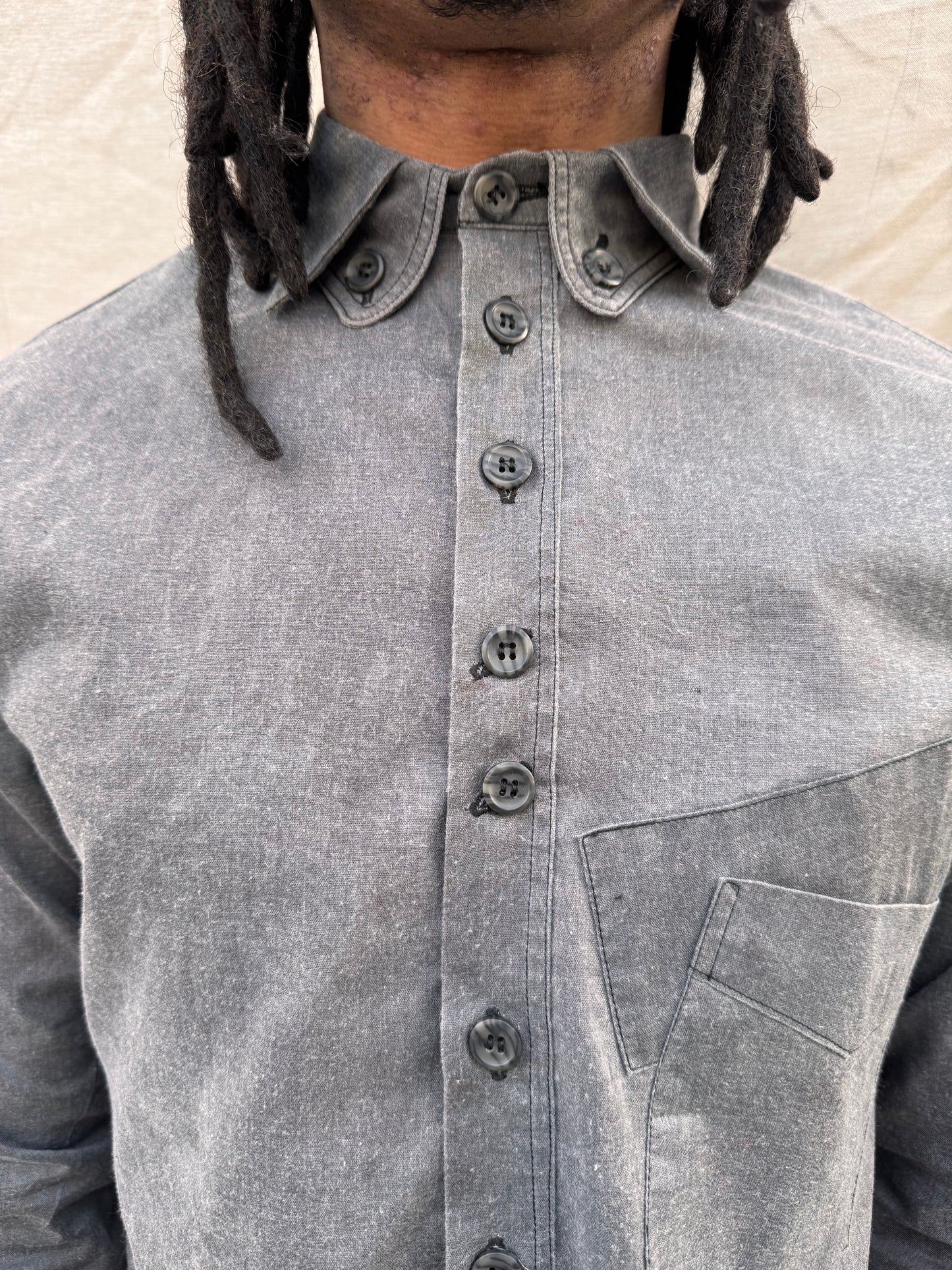 SS25 | | DOUBLE BACK PLEAT BIG SHIRT | | WASHED BLACK