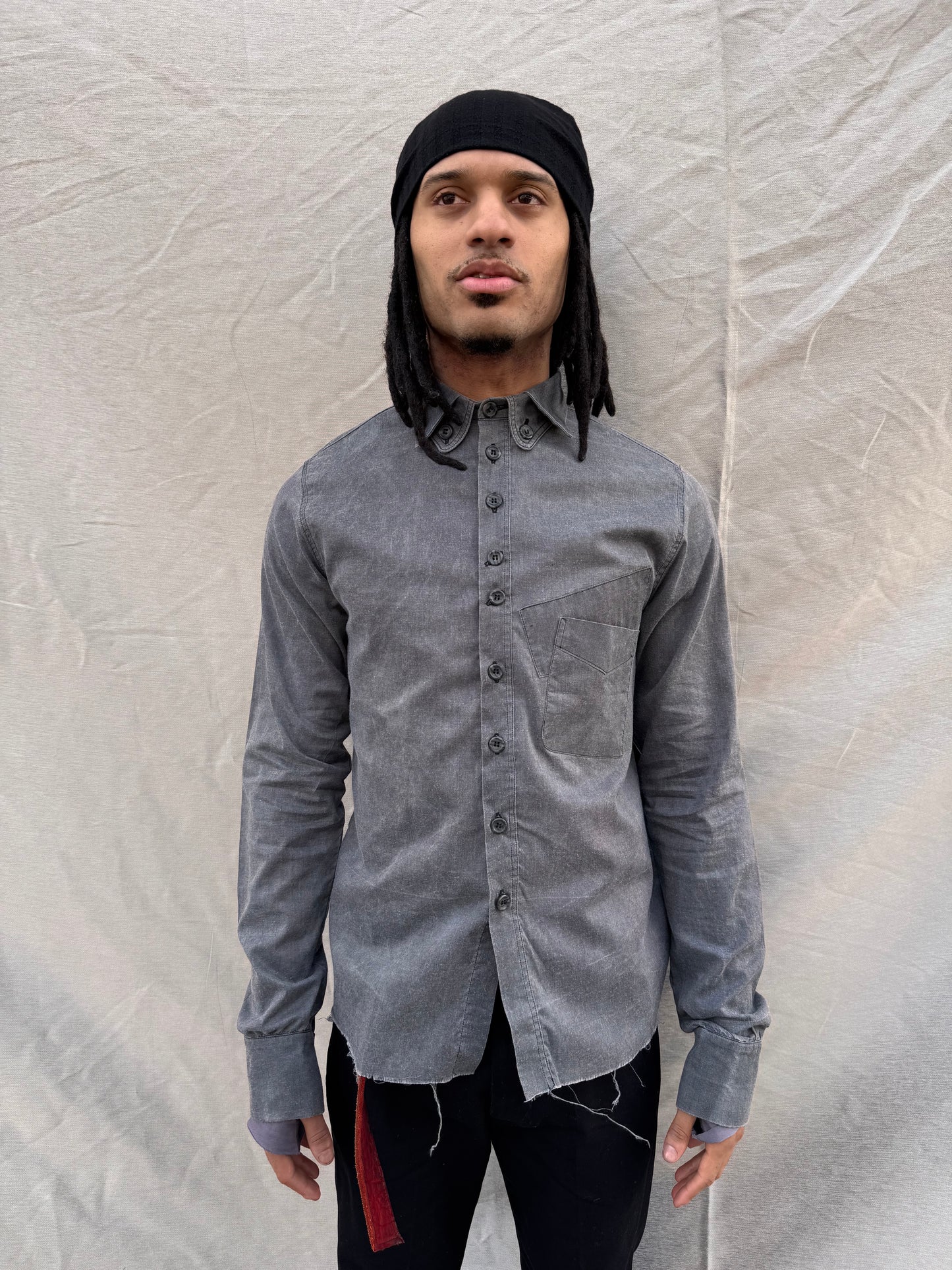 SS25 | | DOUBLE BACK PLEAT BIG SHIRT | | WASHED BLACK