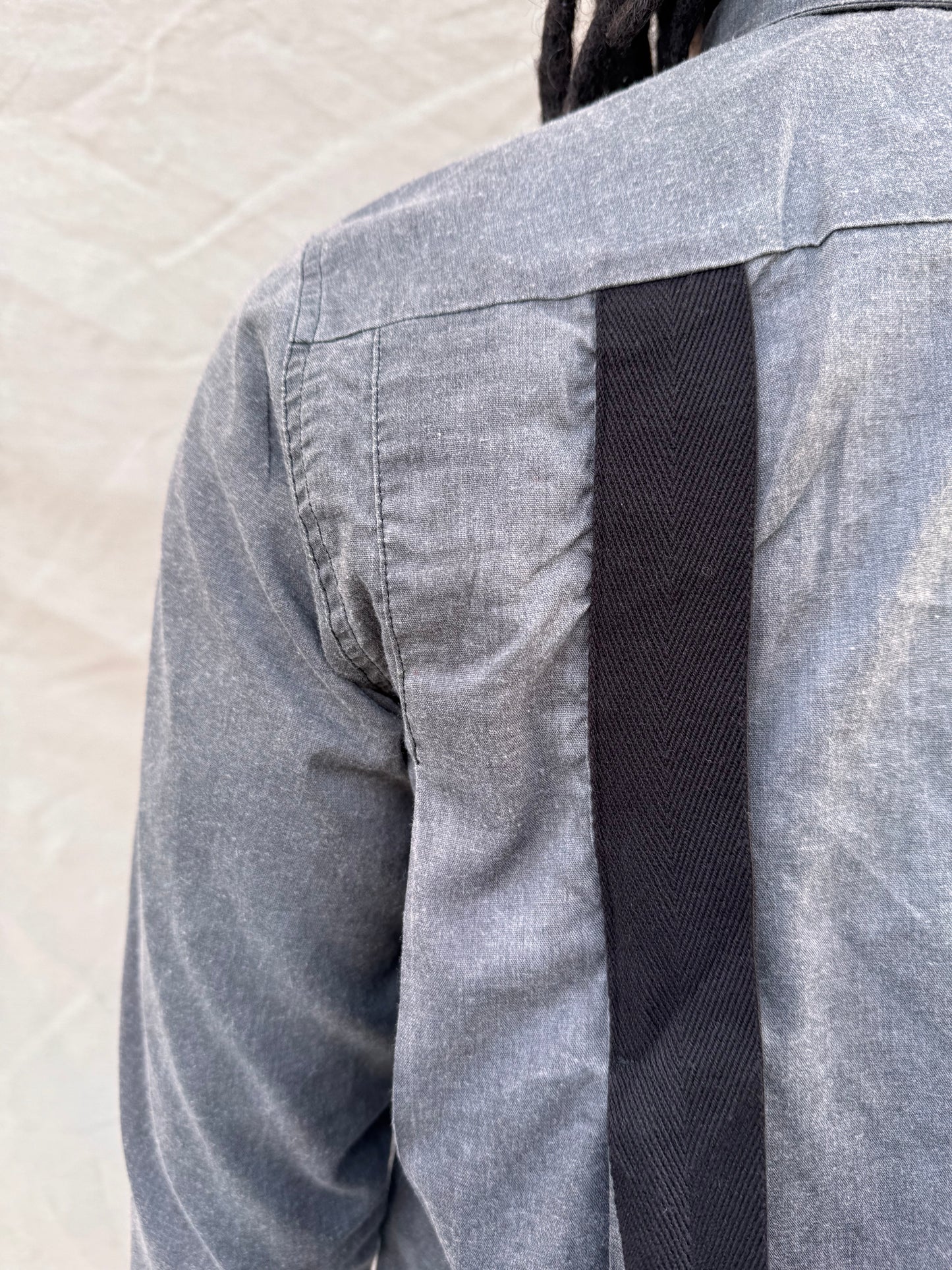 SS25 | | DOUBLE BACK PLEAT BIG SHIRT | | WASHED BLACK