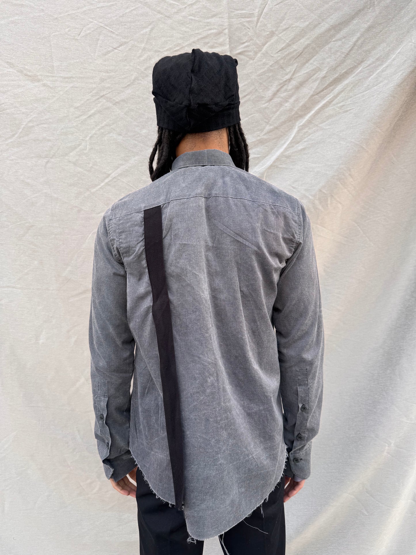SS25 | | DOUBLE BACK PLEAT BIG SHIRT | | WASHED BLACK