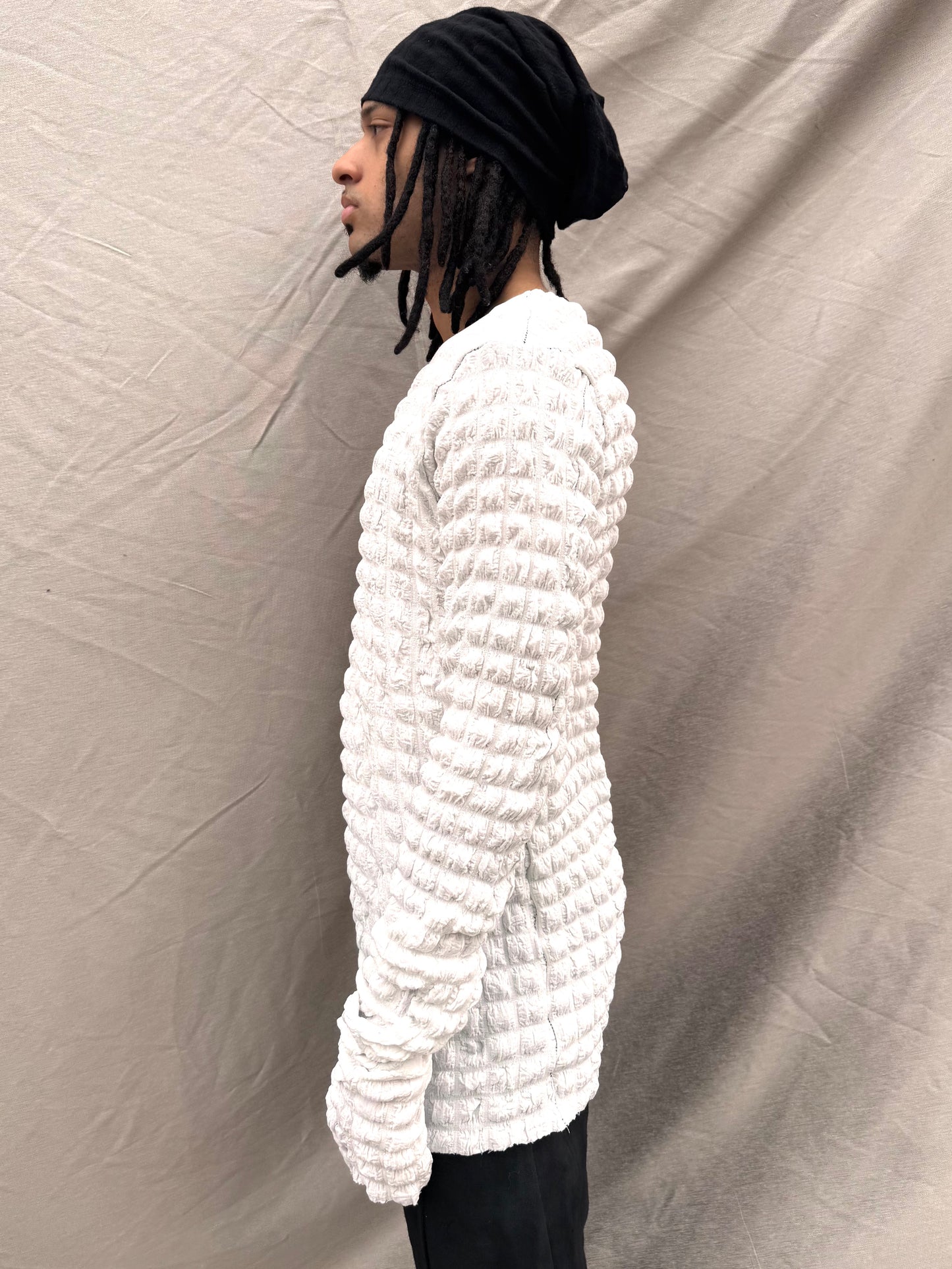SS25 || OVERLOCKED PRIMORIDAL BUBBLE TEE || WHITE