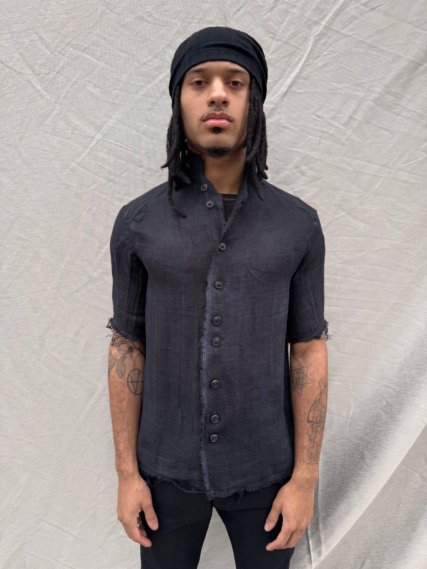 SS25 || PROTOLOGICAL ARCHETYPE SHORT SLEEVE SHIRT || LINEN || BLACK