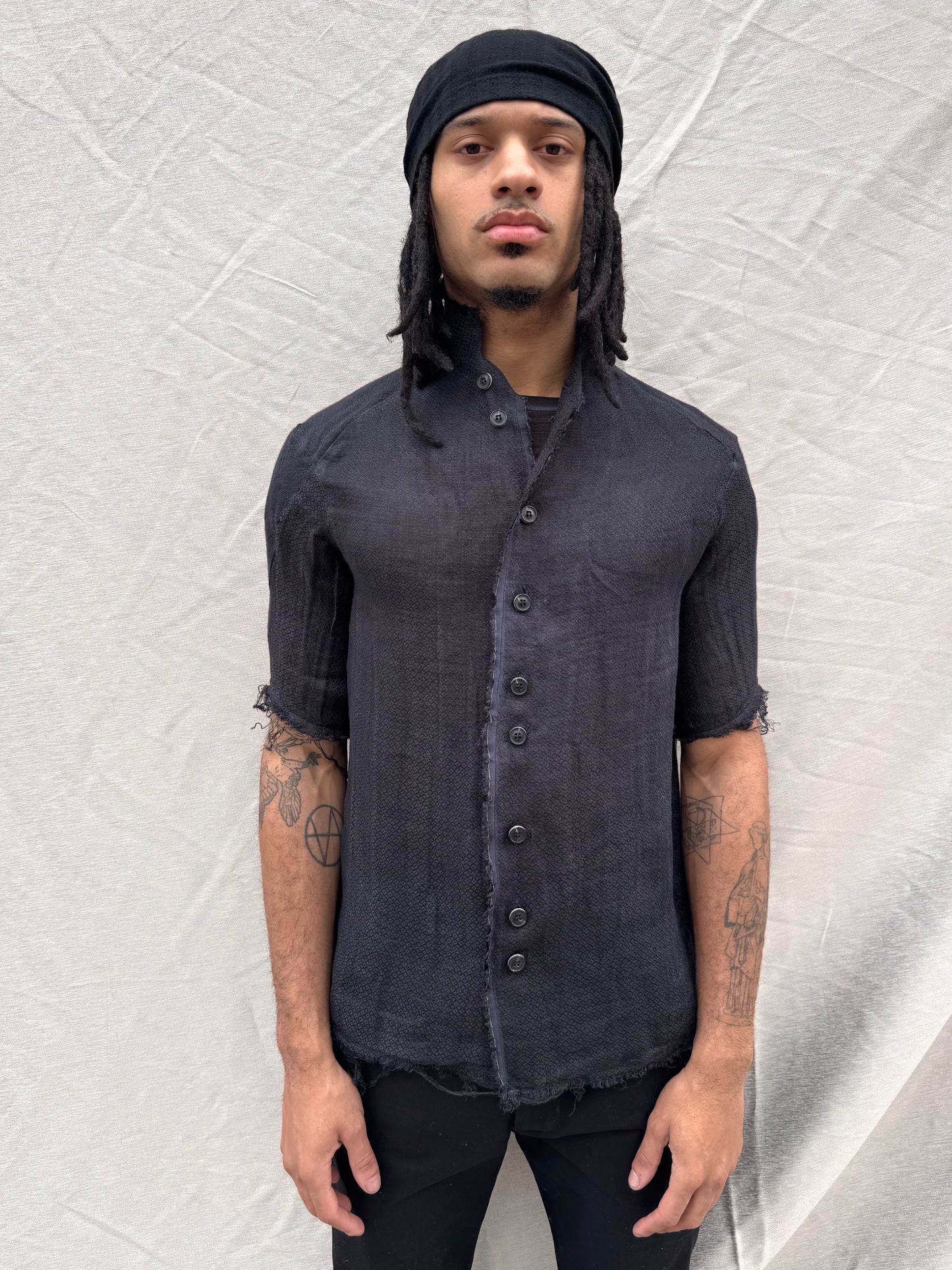SS25 || PROTOLOGICAL ARCHETYPE SHORT SLEEVE SHIRT || LINEN || BLACK