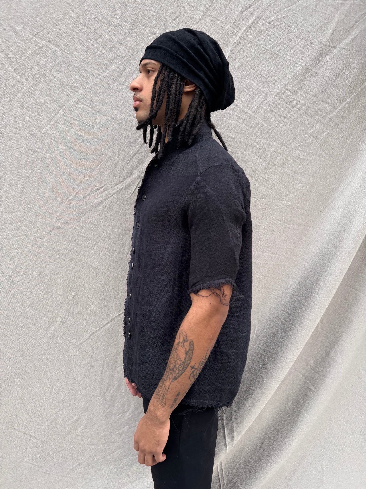 SS25 || PROTOLOGICAL ARCHETYPE SHORT SLEEVE SHIRT || LINEN || BLACK