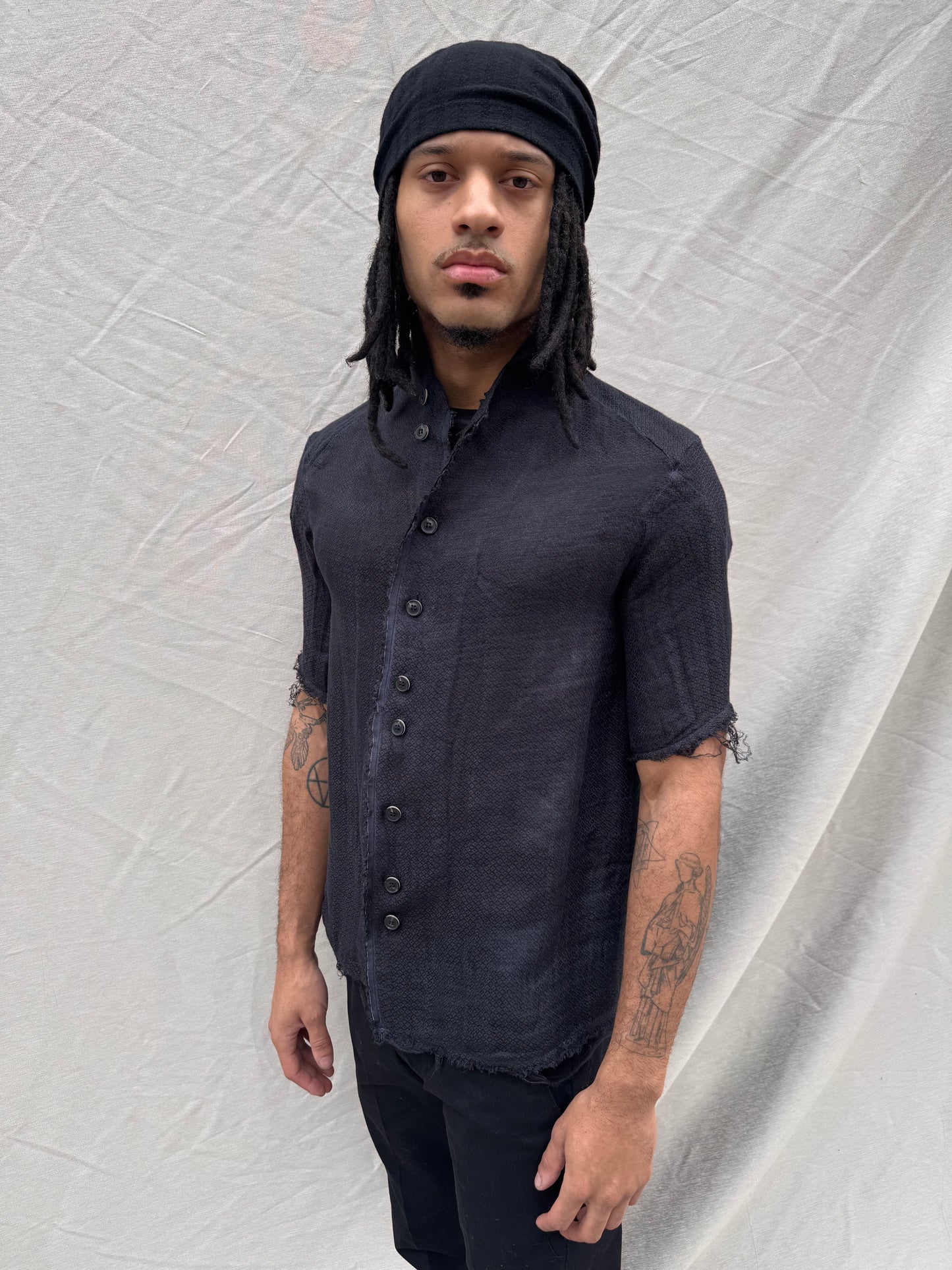 SS25 || PROTOLOGICAL ARCHETYPE SHORT SLEEVE SHIRT || LINEN || BLACK