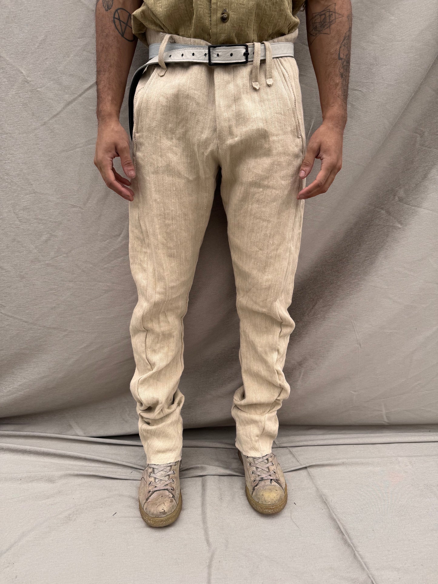 SS25 | | CLASSIC SOFT J PANTS | | HERRINGBONE LINEN | | ECRU