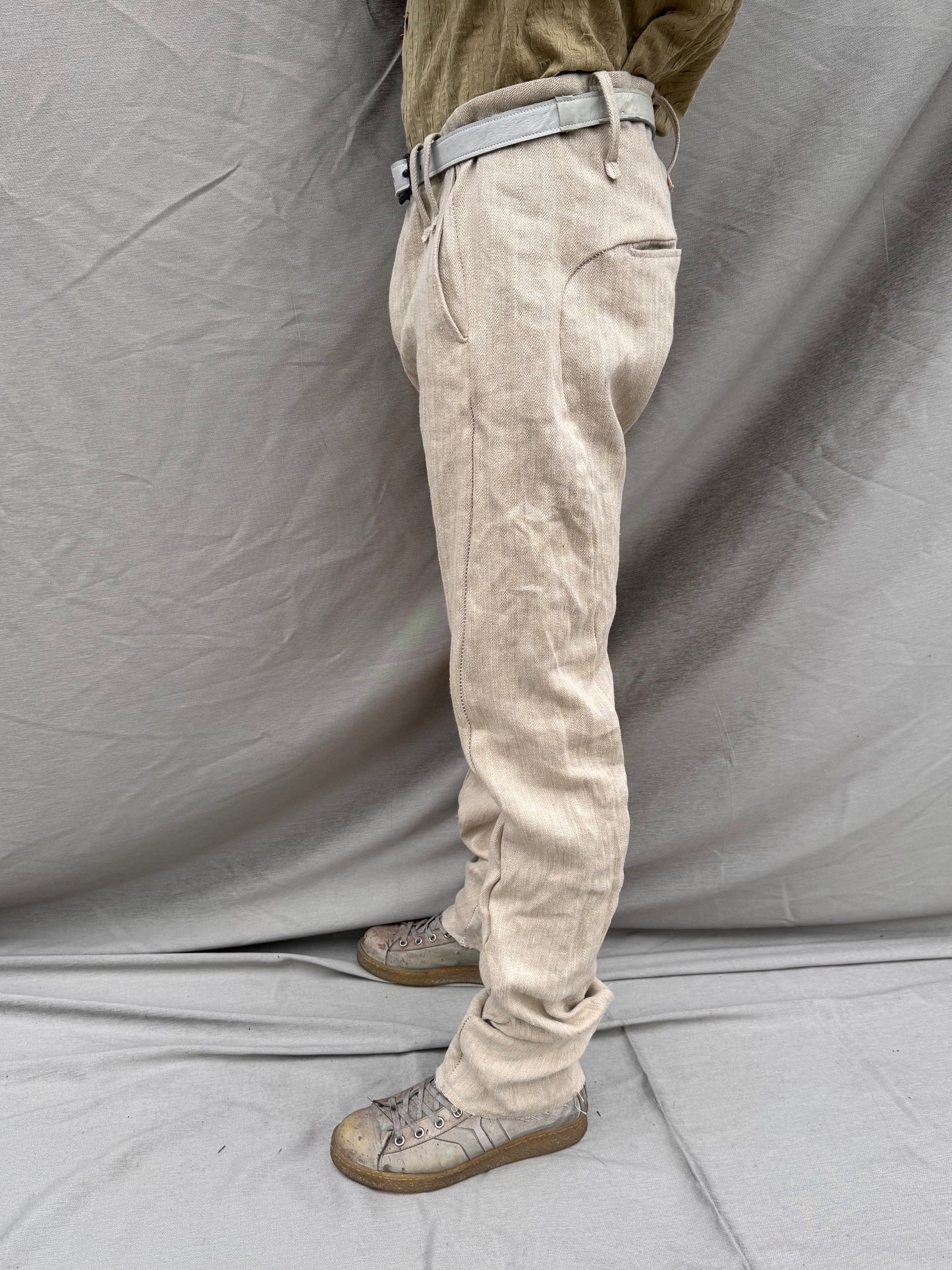 SS25 | | CLASSIC SOFT J PANTS | | HERRINGBONE LINEN | | ECRU