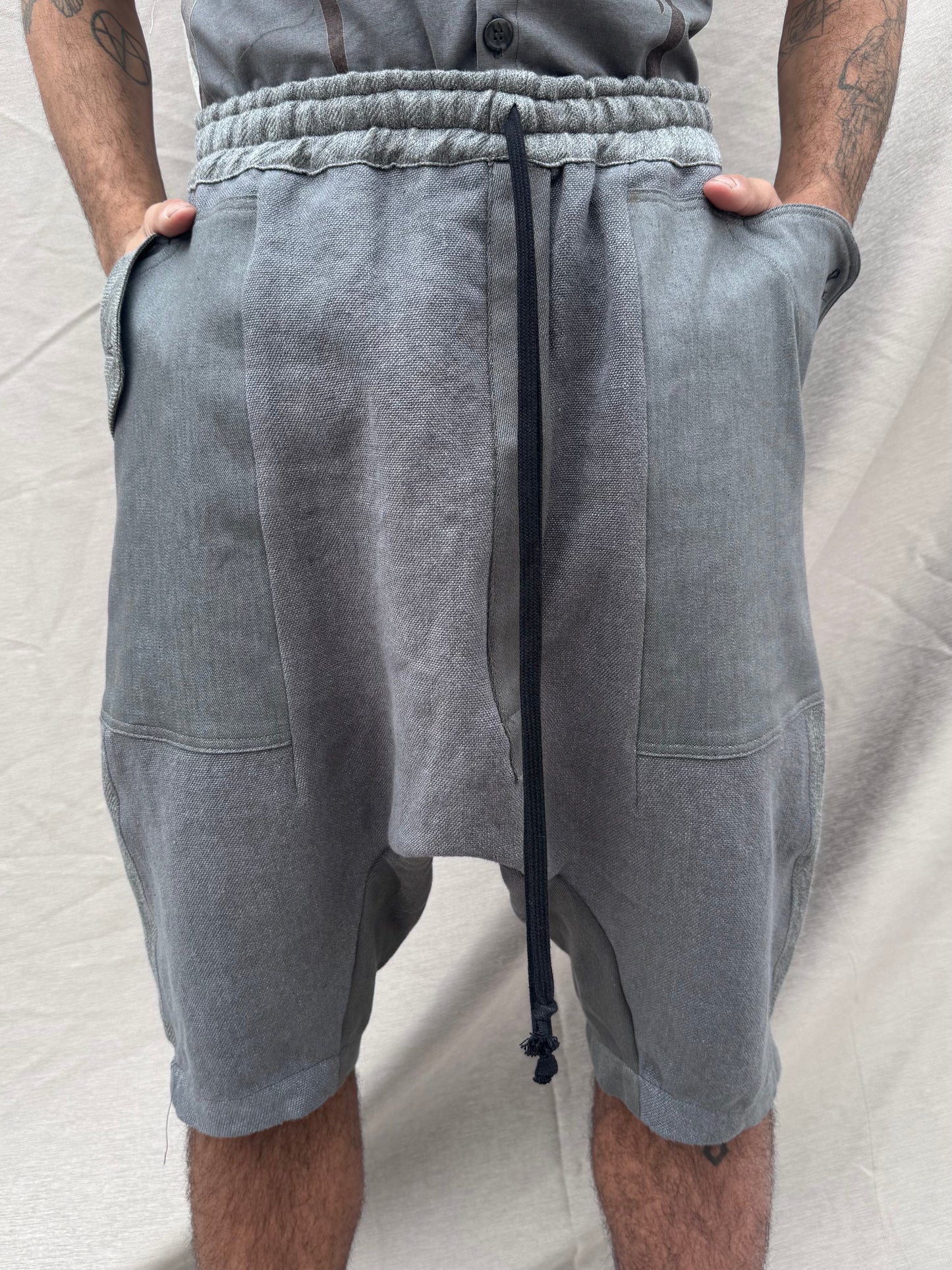 SS25 || ASYMMETRIC ZIP PLACKET ZERO SHORTS || GREY
