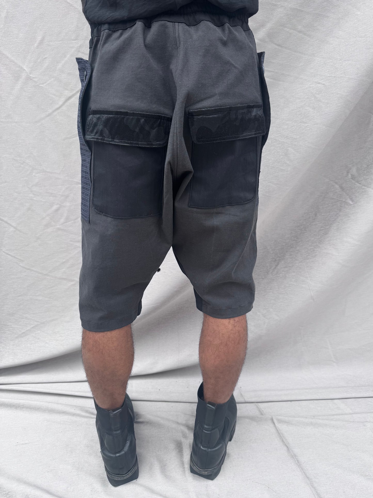 SS25 || ASYMMETRIC ZIP PLACKET ZERO SHORTS ||BLACK