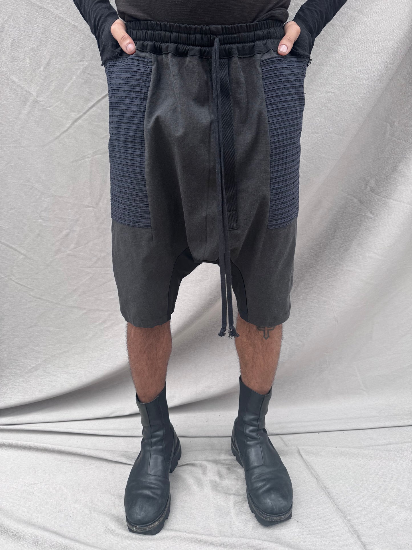 SS25 || ASYMMETRIC ZIP PLACKET ZERO SHORTS ||BLACK