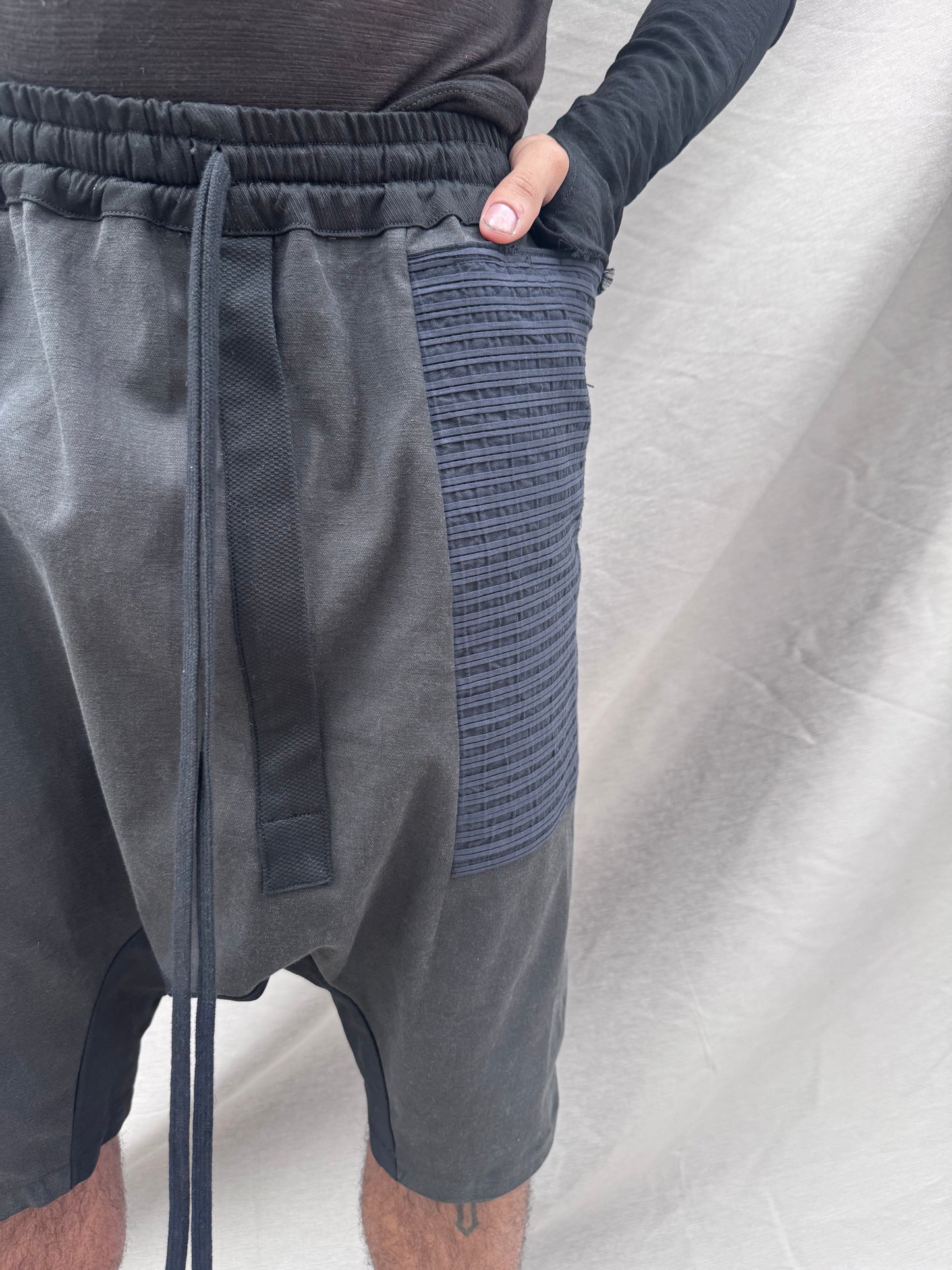 SS25 || ASYMMETRIC ZIP PLACKET ZERO SHORTS ||BLACK