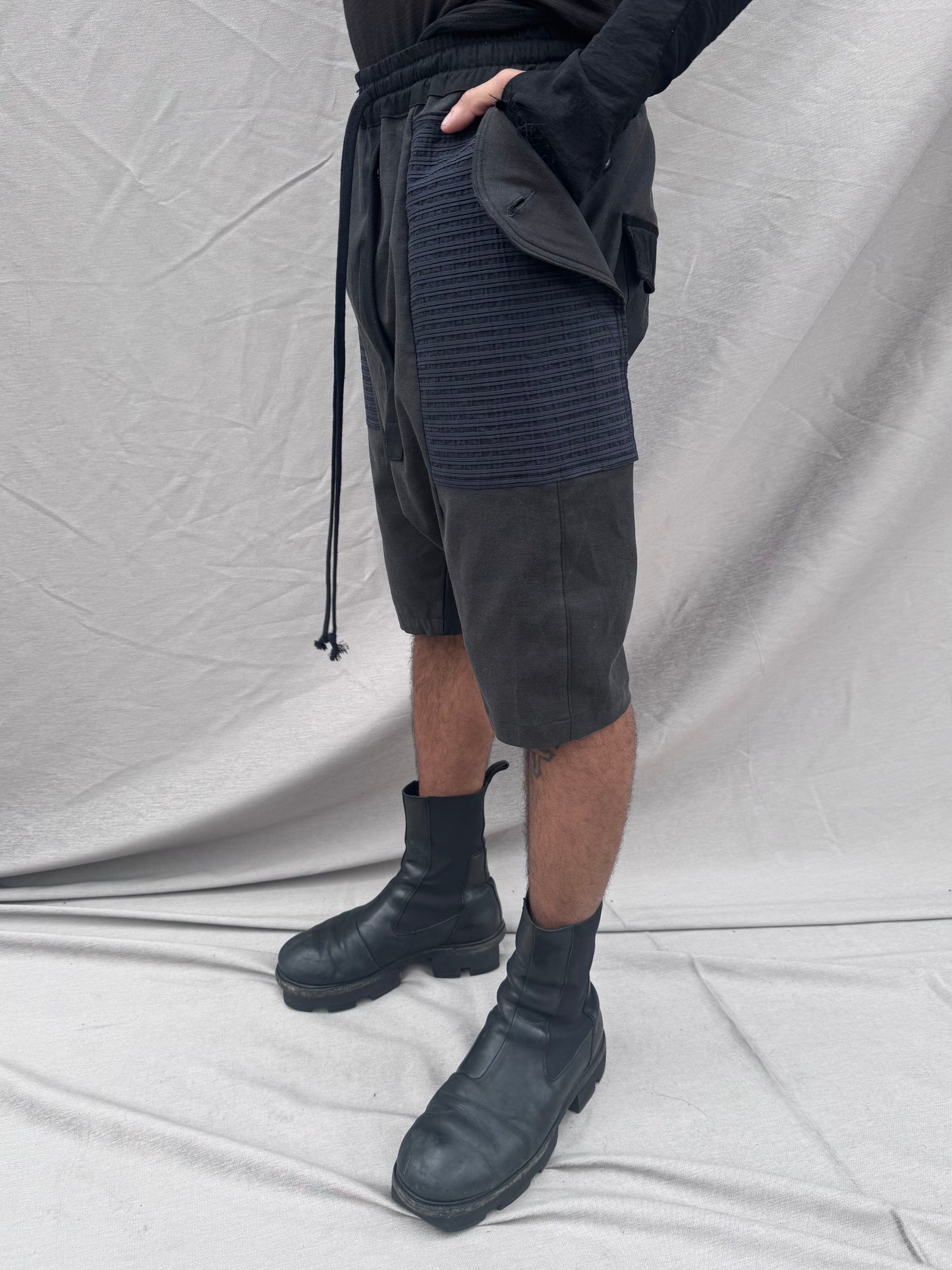 SS25 || ASYMMETRIC ZIP PLACKET ZERO SHORTS ||BLACK
