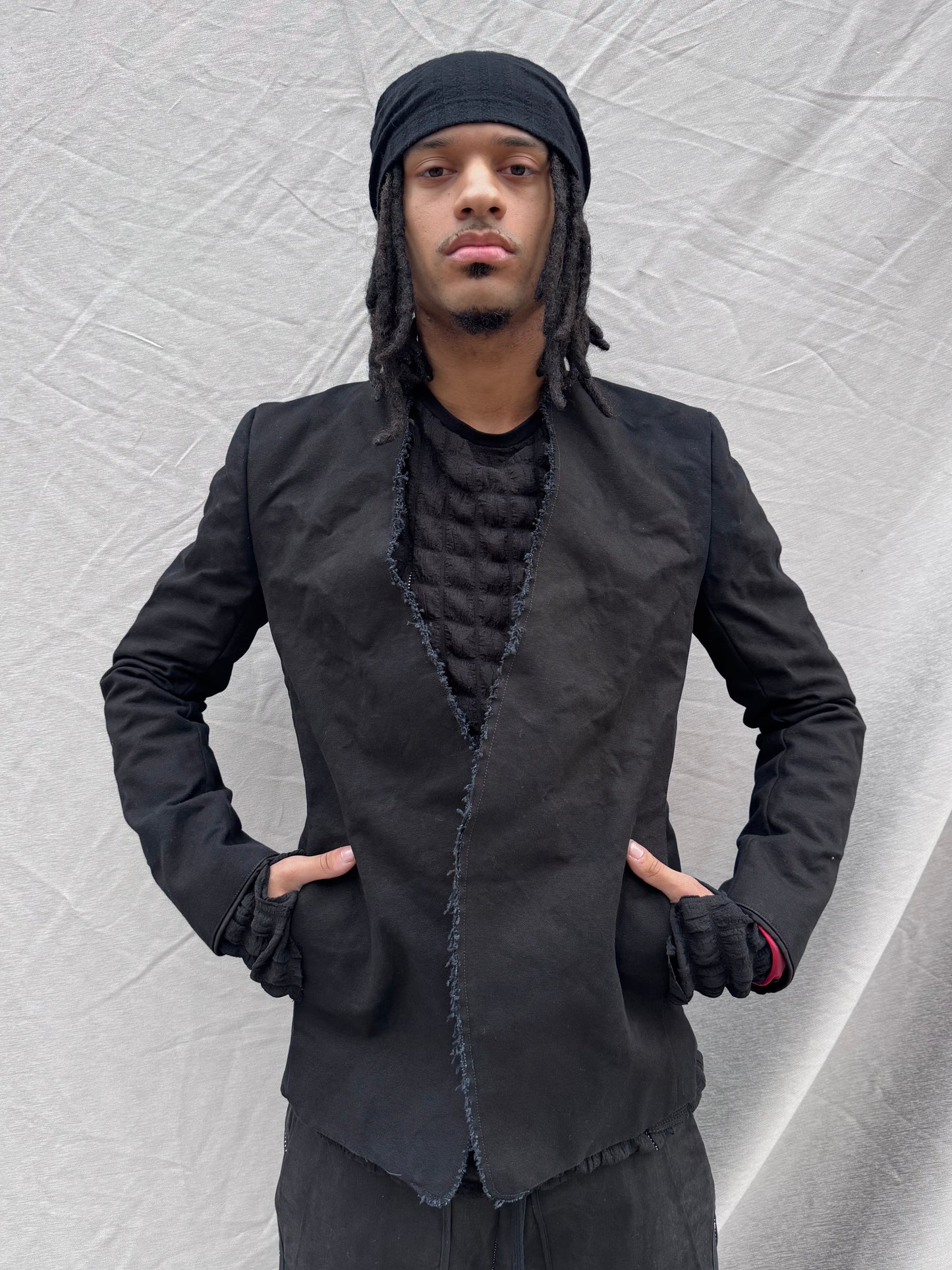 SS25 || SHAWL COLLAR “HEWN” BLAZER || BLACK