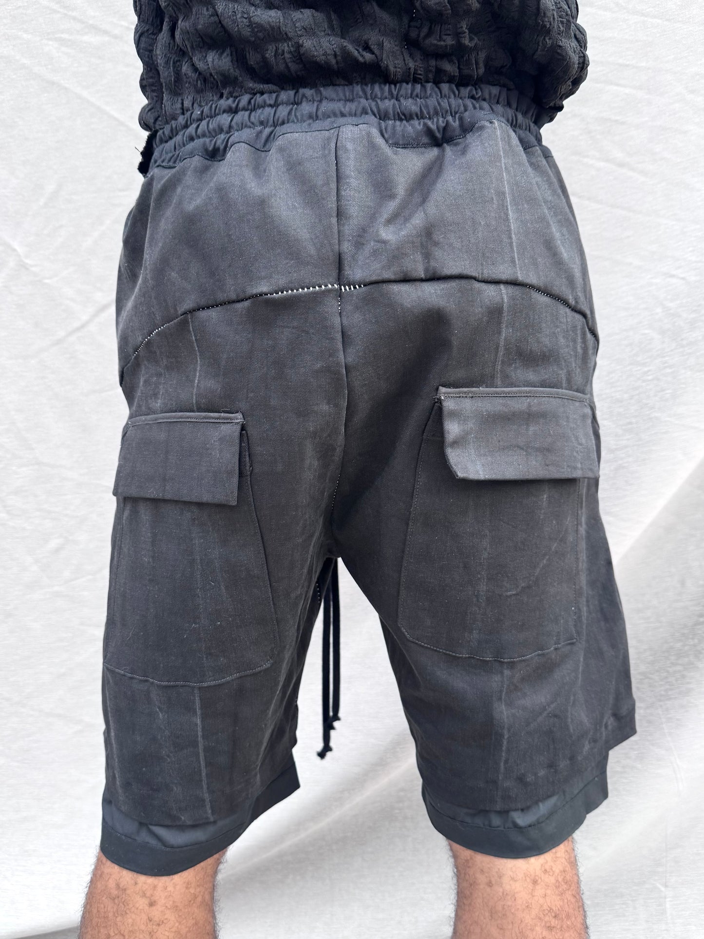 SS25 || OVERLOCKED PERIPATHETIC SHORTS || BLACK