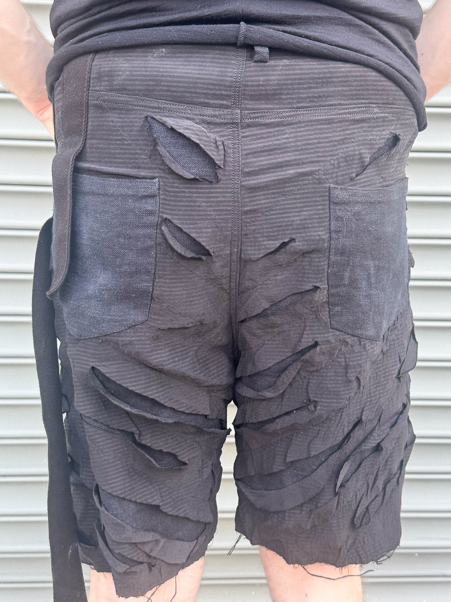 SS24 || SLASHED SILK GODDE SHORTS || BLACK
