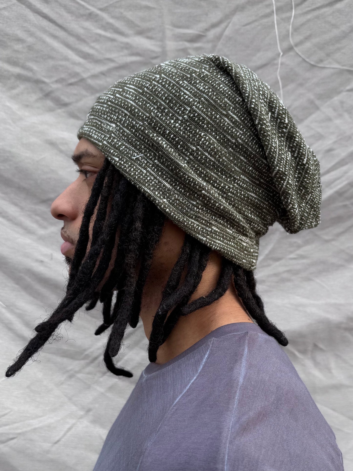 SS25 || LONG DOME BEANIE || MELANGE BEIGE