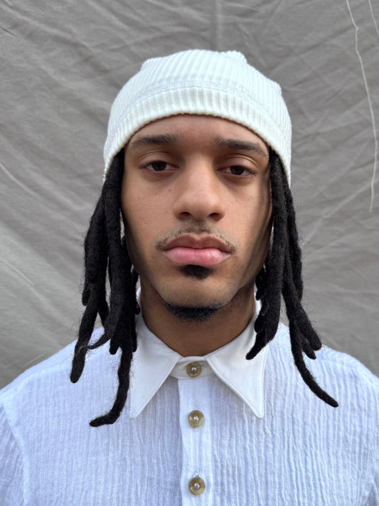 SS25 || LONG DOME BEANIE || WHITE