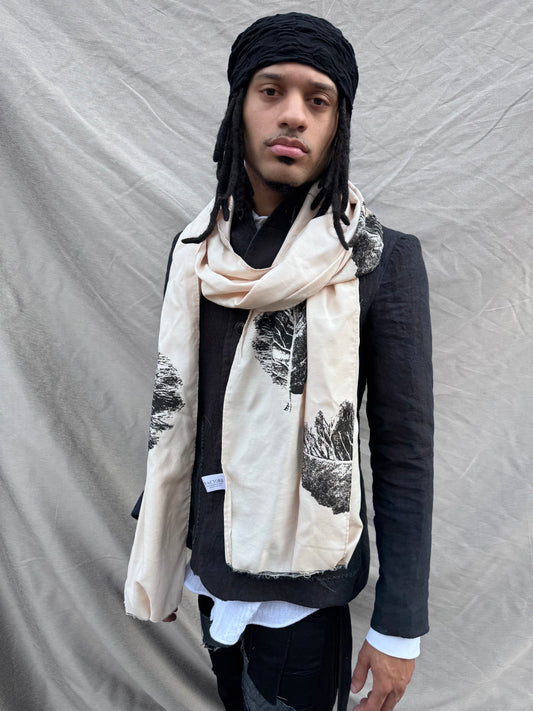 SS25 || SLIM DRY JAMAICAN LEAF RAYON SCARF ||.  ECRU