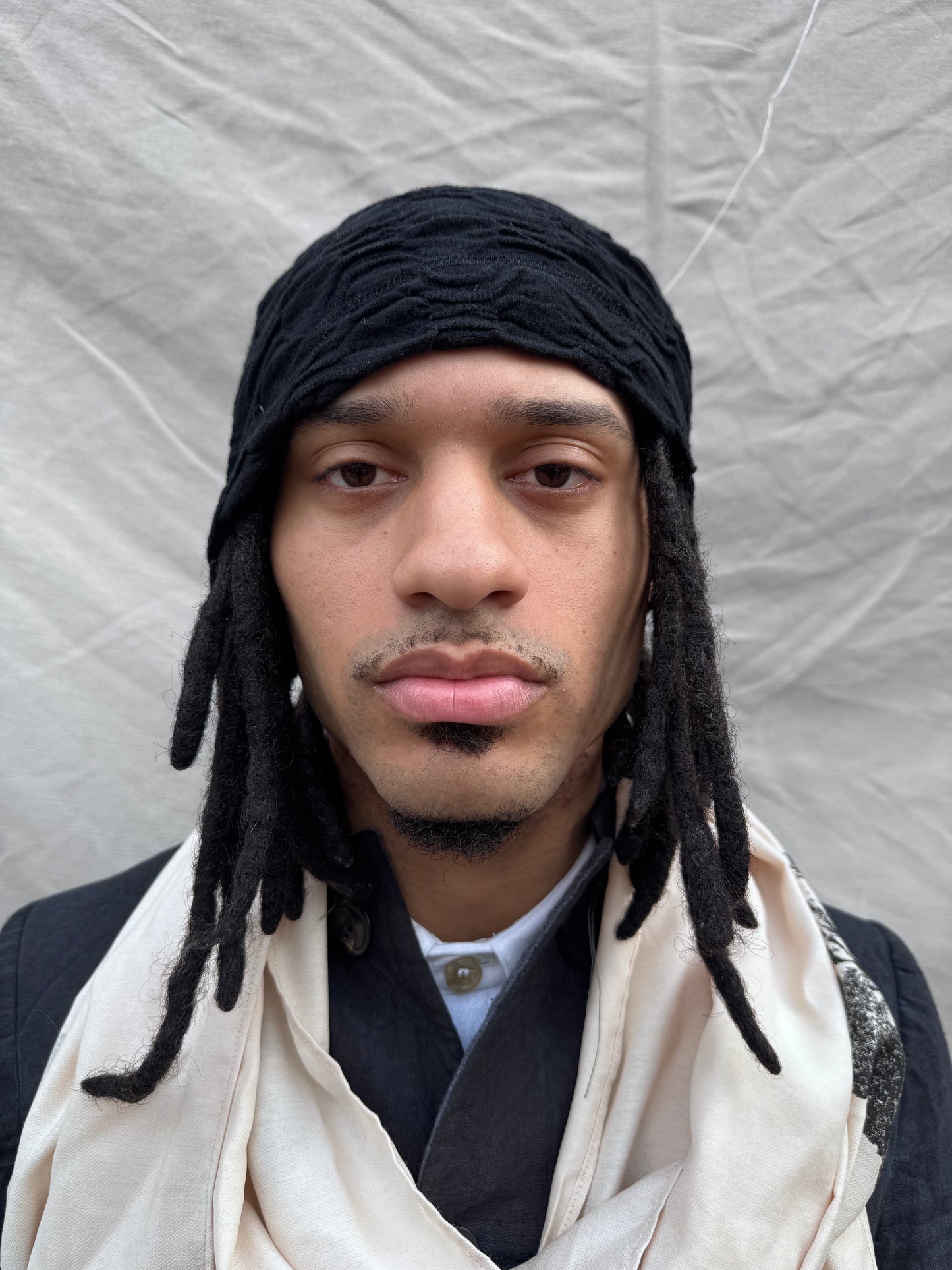 SS25 || LONG DOME BEANIE || BLACK JACQUARD