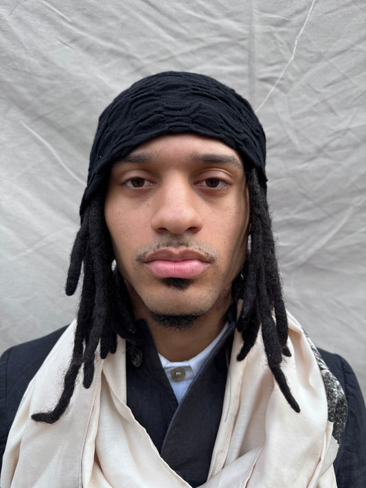 SS25 || LONG DOME BEANIE || BLACK JACQUARD