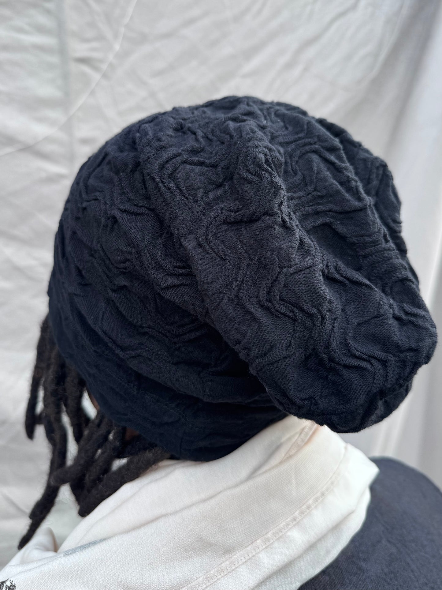 SS25 || LONG DOME BEANIE || BLACK JACQUARD