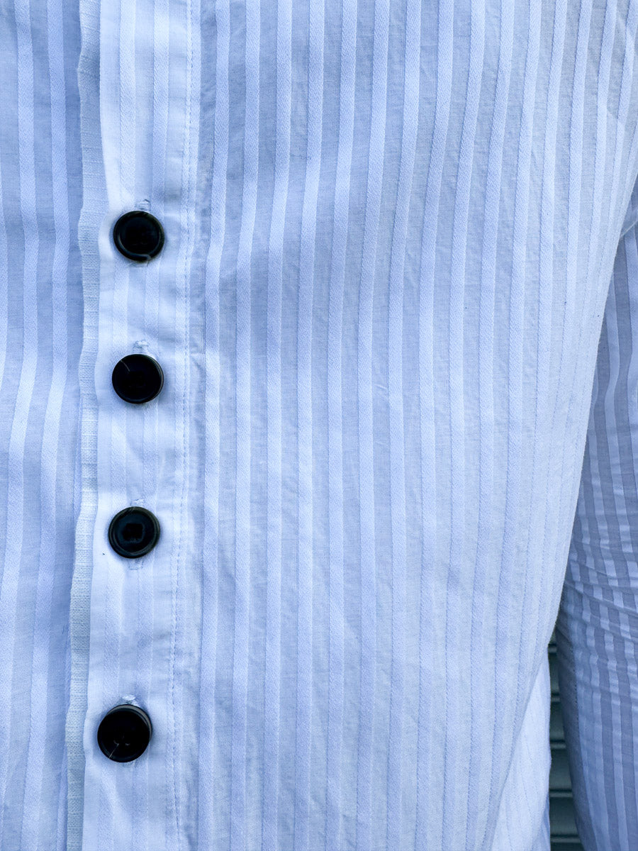 SS24 || FAULTED SHOULDER .5 COTTON LINEN SHIRT || WHITE