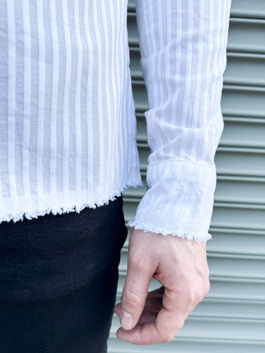 SS24 || FAULTED SHOULDER .5 COTTON LINEN SHIRT || WHITE