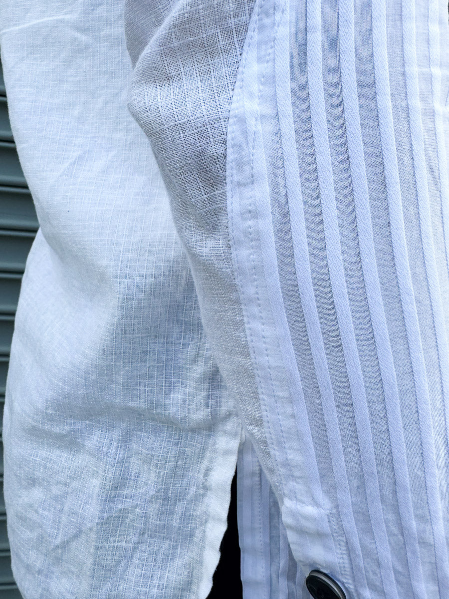 SS24 || FAULTED SHOULDER .5 COTTON LINEN SHIRT || WHITE