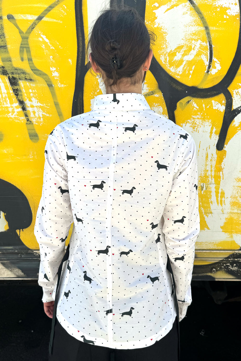 SS24 || FAULTED SHOULDER COTTON SHIRT || DOG PRINT