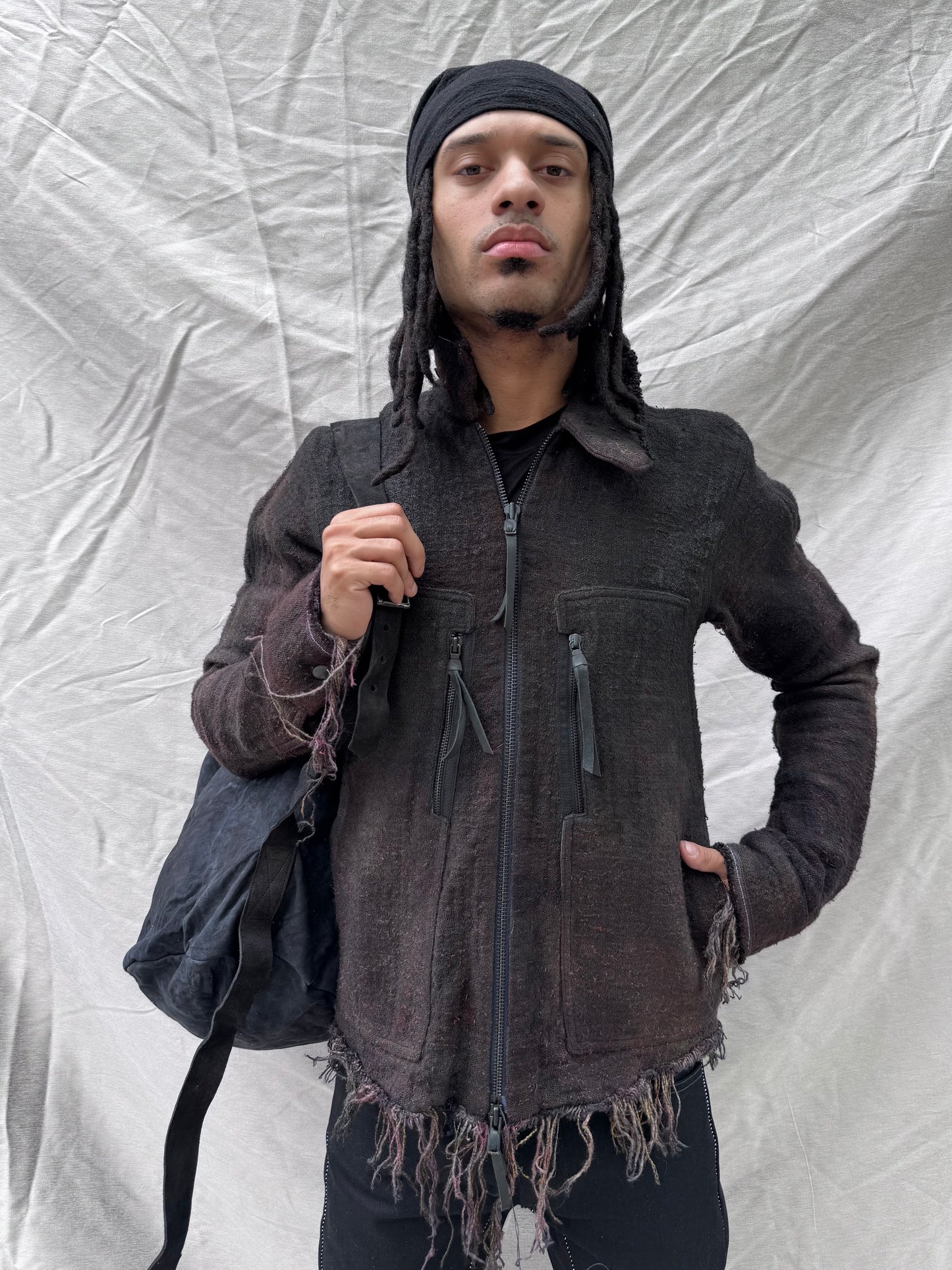 SS25 || ONE SHOULDER SLING BAG || BLACK KANGAROO/ HORSE/ COWHIDE