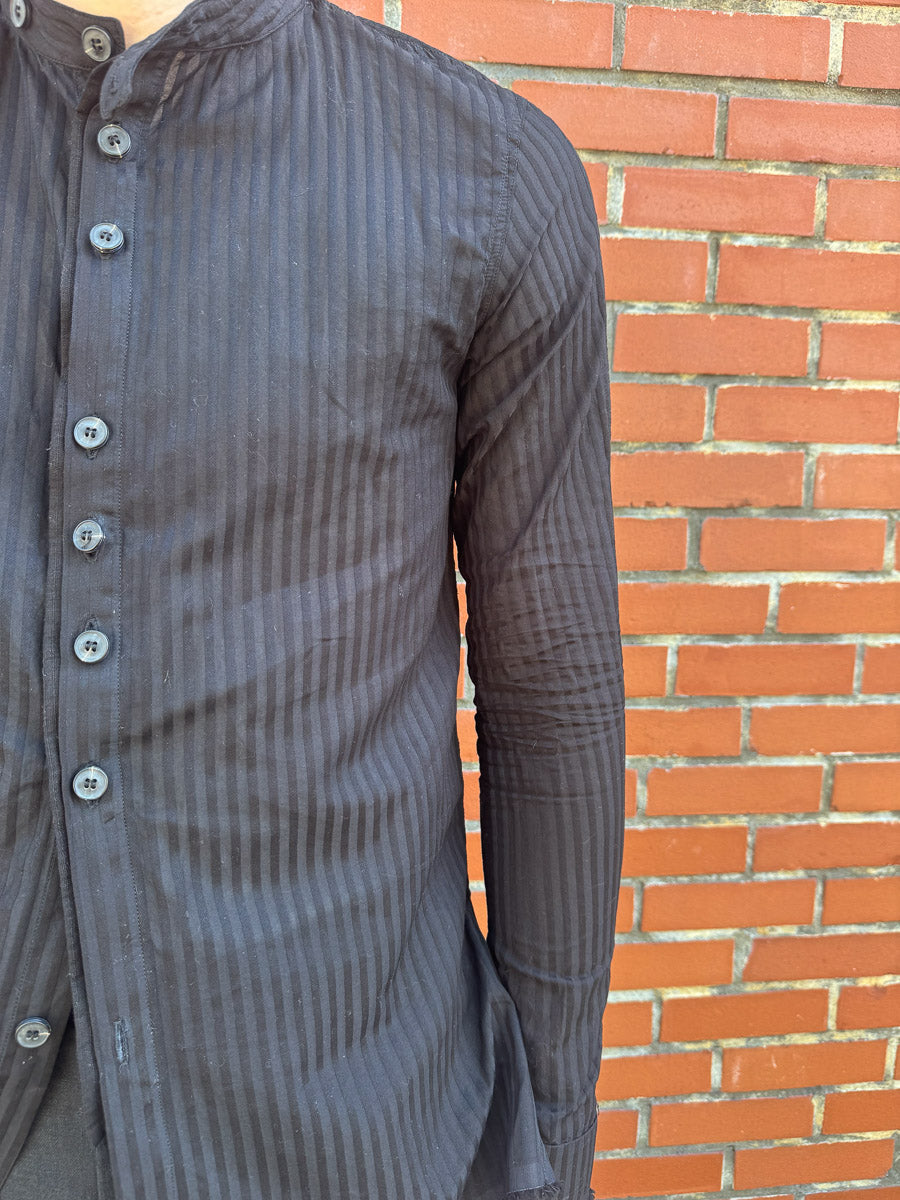 SS24 || FAULTED SHOULDER .5 COTTON LINEN SHIRT || BLACK