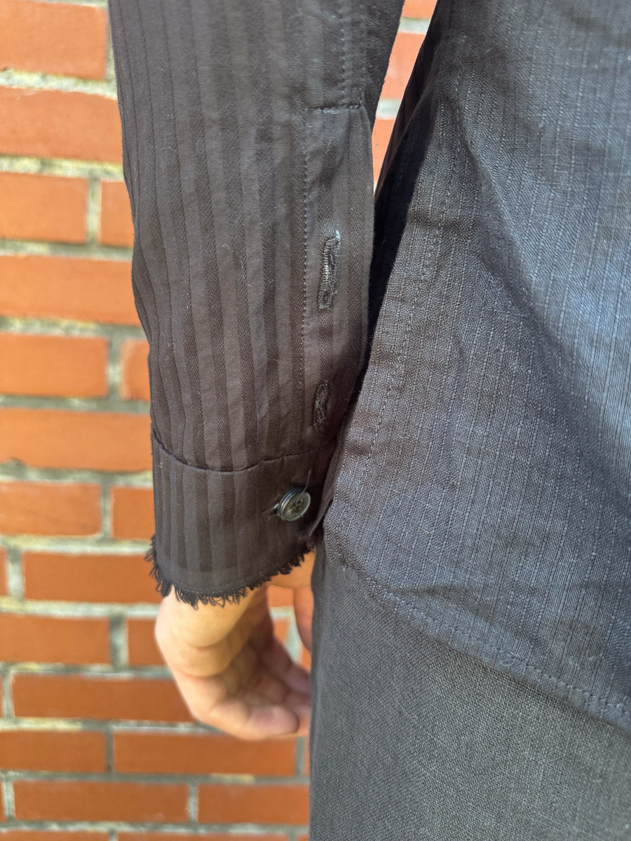 SS24 || FAULTED SHOULDER .5 COTTON LINEN SHIRT || BLACK