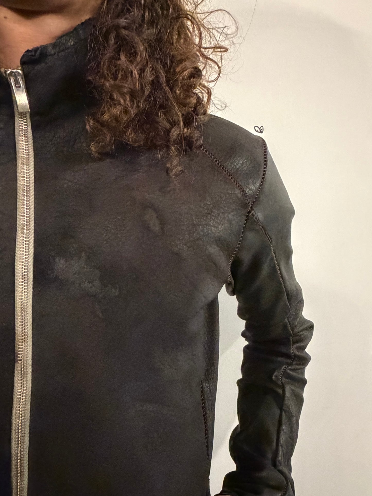 SS26 || OVERDYED ARC JACKET || BLACK || BISON LEATHER