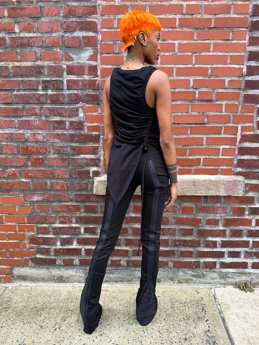 SS24 || CONVERTIBLE RUCHED BACK TANK || BLACK