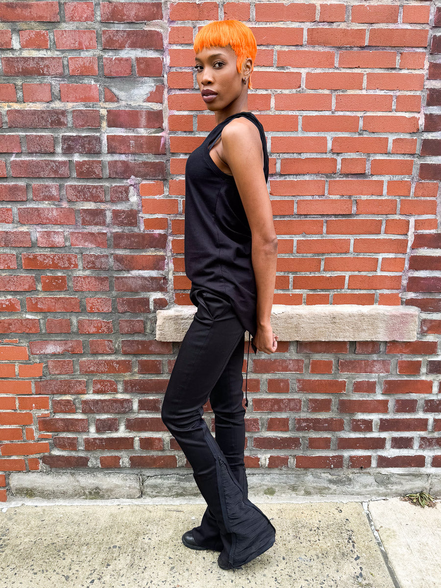 SS24 || CONVERTIBLE RUCHED BACK TANK || BLACK
