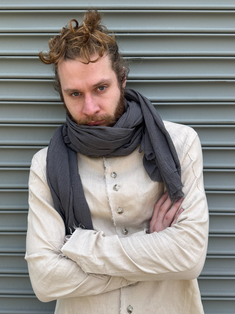 SS24 || SINGLE WIDTH GAUZE SCARF || GREY