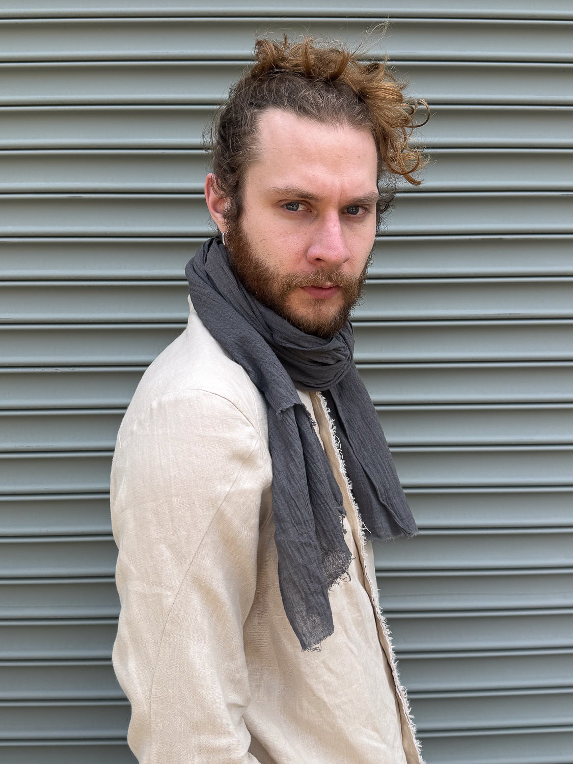 SS24 || SINGLE WIDTH GAUZE SCARF || GREY