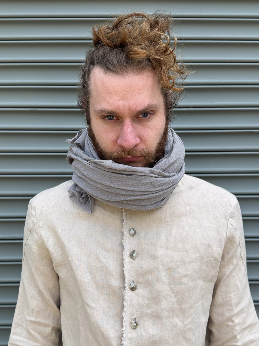 SS24 || SINGLE WIDTH GAUZE SCARF || LIGHT GREY