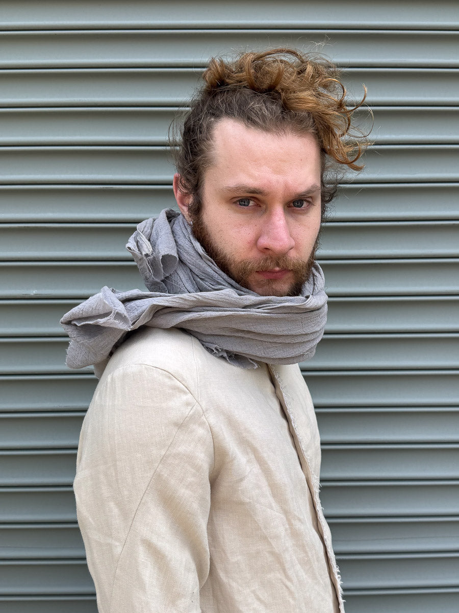 SS24 || SINGLE WIDTH GAUZE SCARF || LIGHT GREY