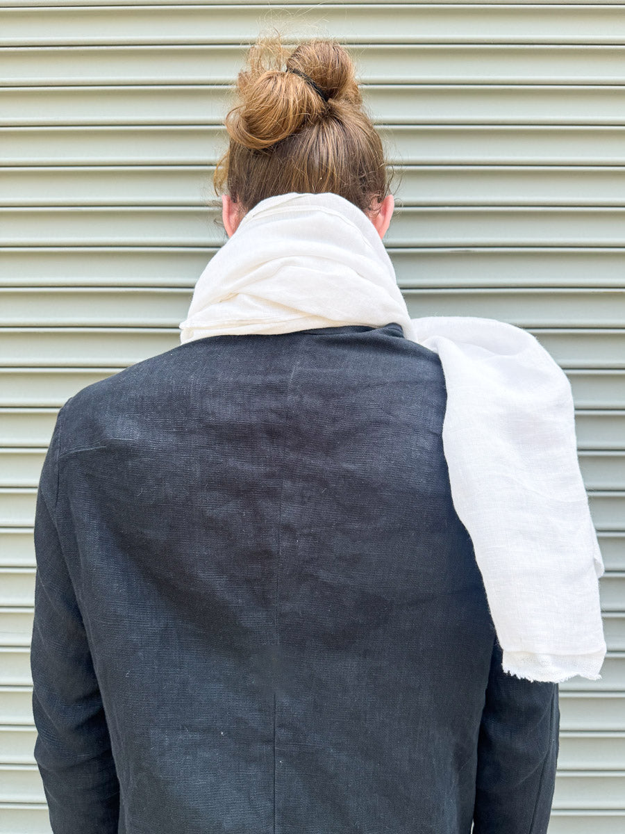 SS24 || DOUBLE WIDTH LINEN SCARF || WHITE